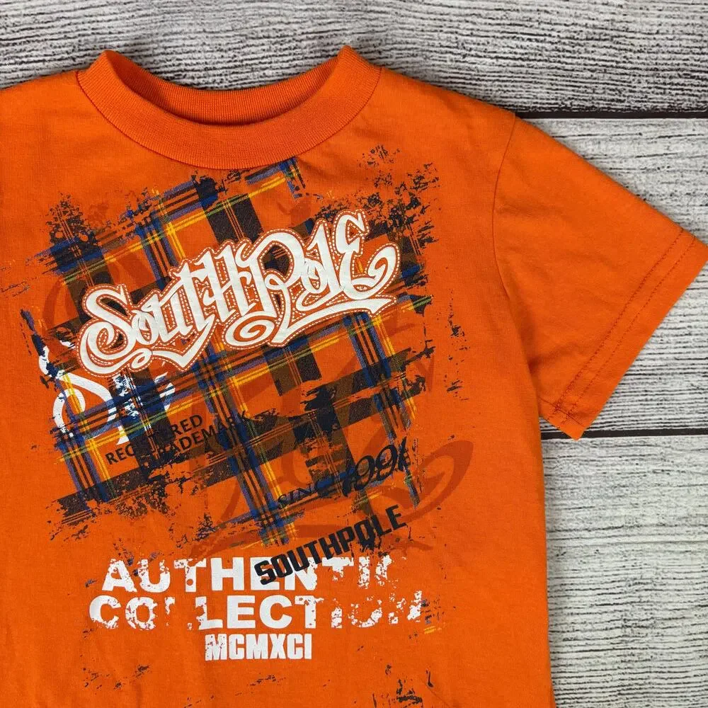 Y2k Southpole Authentic Collection Orange Graphic T-shirt